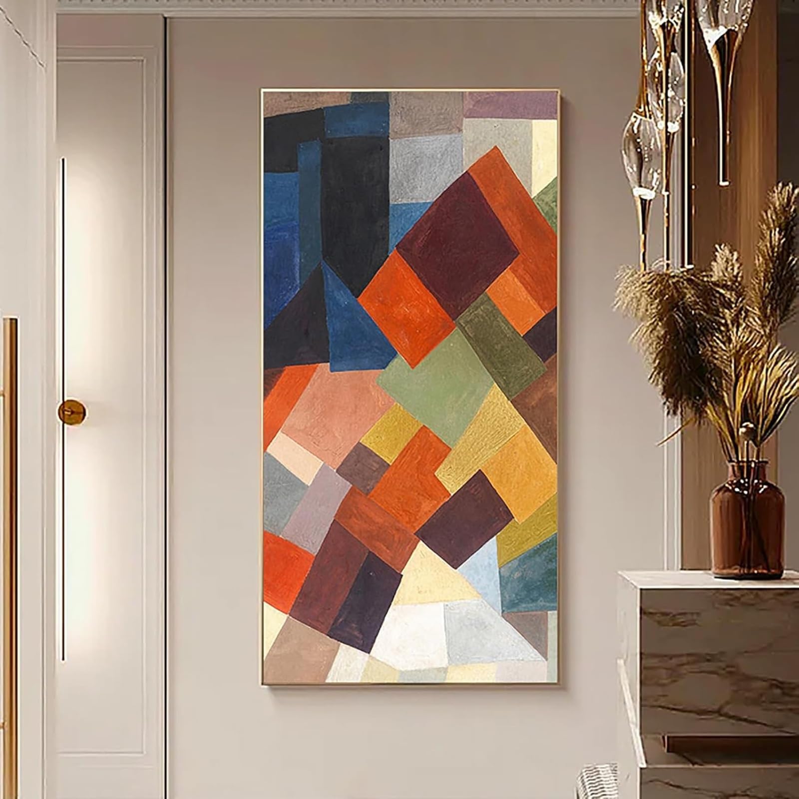 Tapa Cuadro Electrico,Cuadro para Tapar Cuadro Electrico,Flip Oculto,Pintura Decorativa Caja Contadores Tapar Cuadro, Ideal para Entrada, Pasillo O Salón(Black-F,60X120cm/23.6X47.3in)