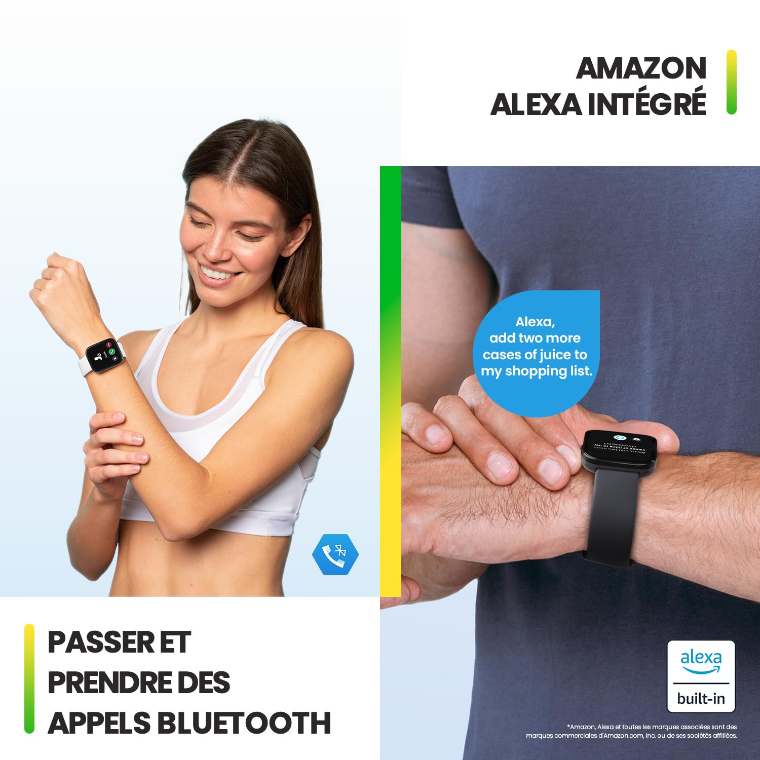 Amazfit Bip 5 Montre Connectée pour Hommes Femmes, 46 mm Grand écran, appels Bluetooth, Alexa, GPS, Batterie 10 Jours, Smartwatch pour Android et iPhone