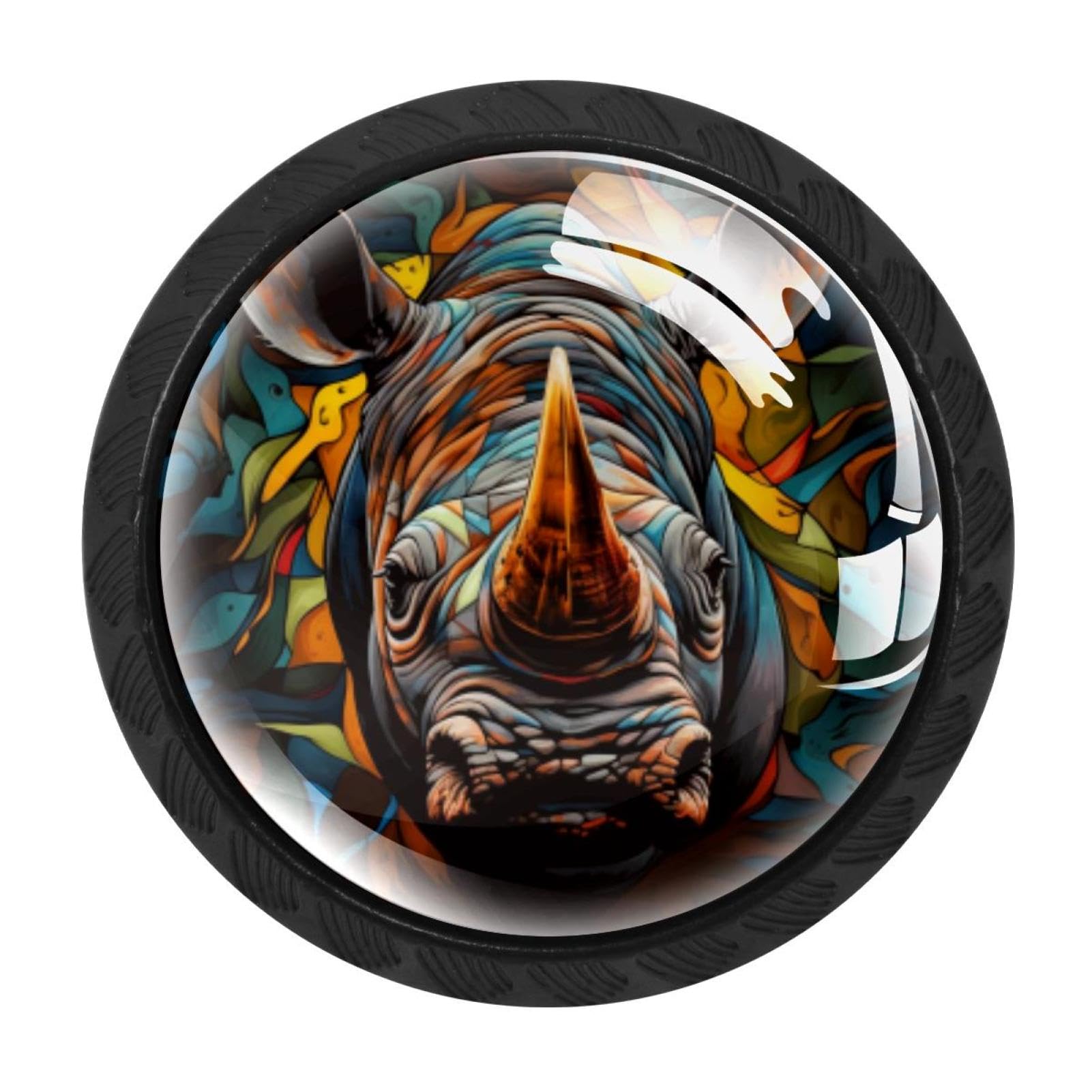 CHENZZZZ 4 Pack Cabinet Handles Black Rhinoceros Cabinet Knobs Draw