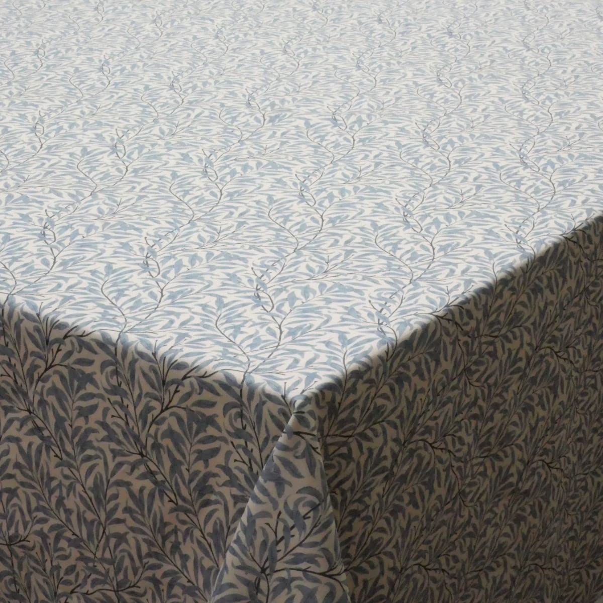 Jolee Fabrics William Morris Cotton Fabric Tablecloth | Rectangle Table Cloth 135cm x 350cm | Patterned Floral Table Cover For Dining, Kitchen & Coffee Tables (Willow Bough Blue)