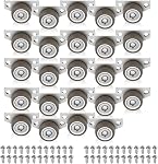 12 Pcs Side Mount Casters Wheels 1.25 Inch Non Swivel Caster Wheels No Noise Side Mounted Casters with 24 Screws for Furniture Cabinet Tables