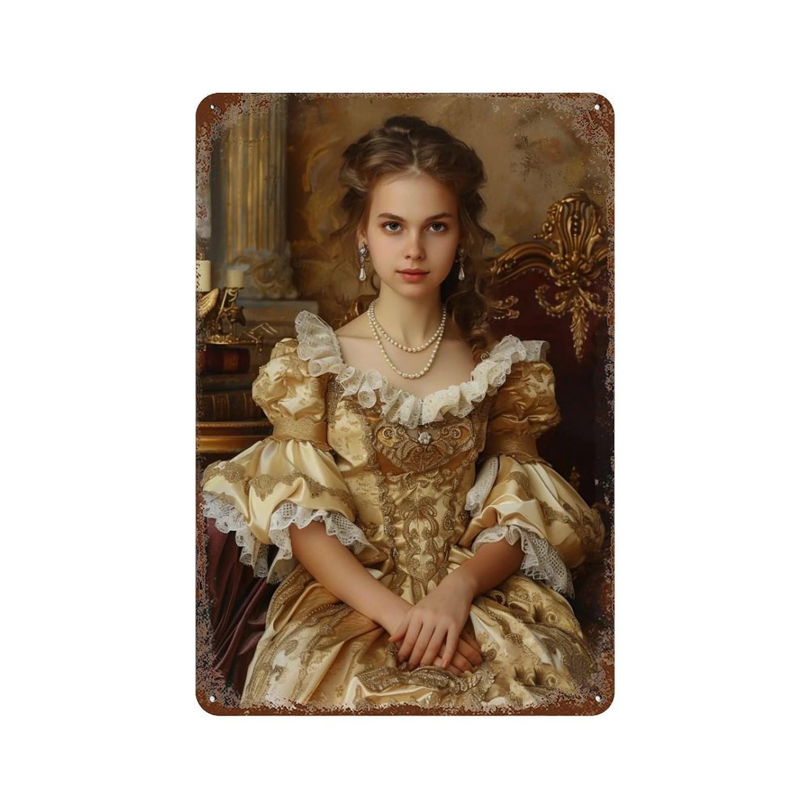 HDURYEYRYY Sepia Classical Palace Portrait 04 Wall Retro Iron Vintage Art Metal Tin Sign Poster Modern Home Cofffee Club Art Bar Shop Decor 30x20cm