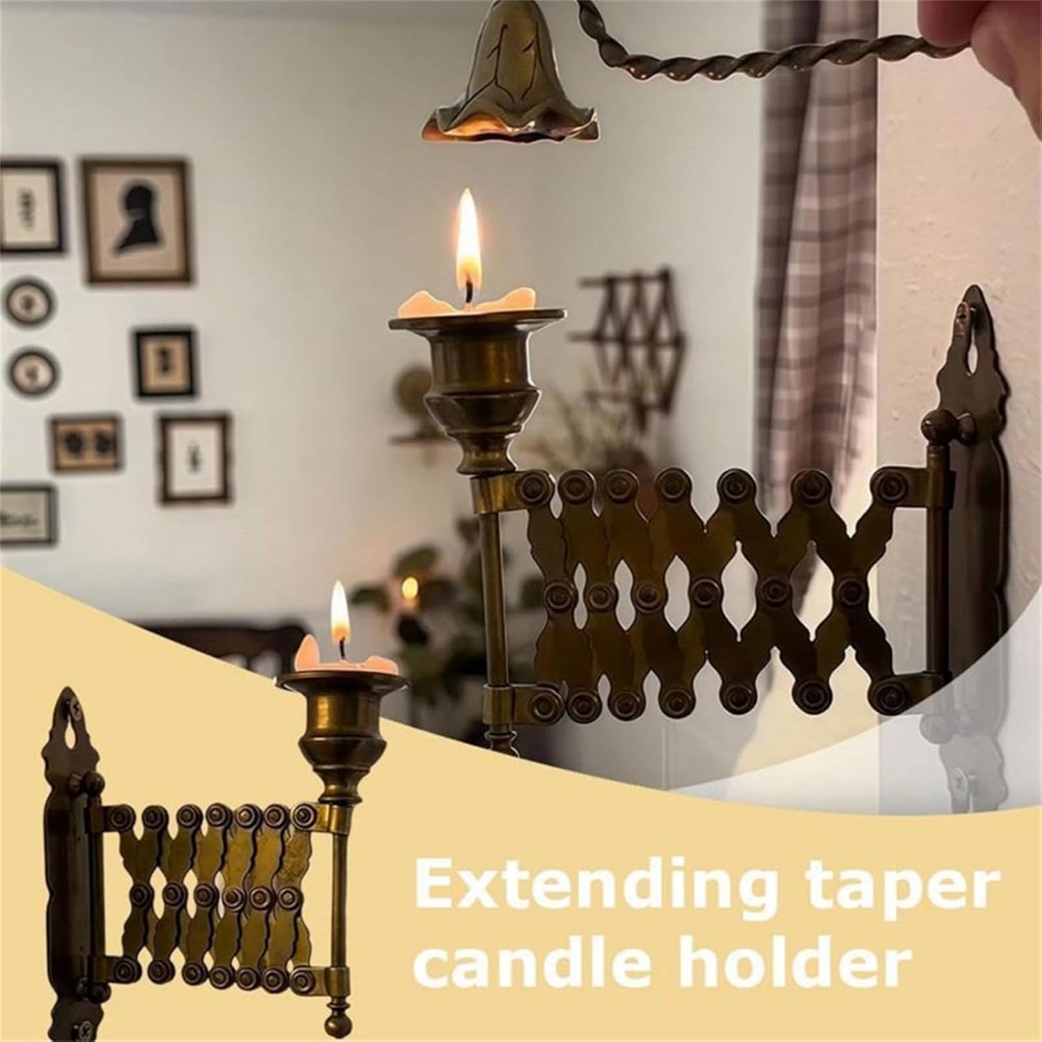 Retractable Antique Metal Sconce Adjustable Wall Decor For Weddings Dinners & Vintage Themes Telescopic Wall Mount Candleholder