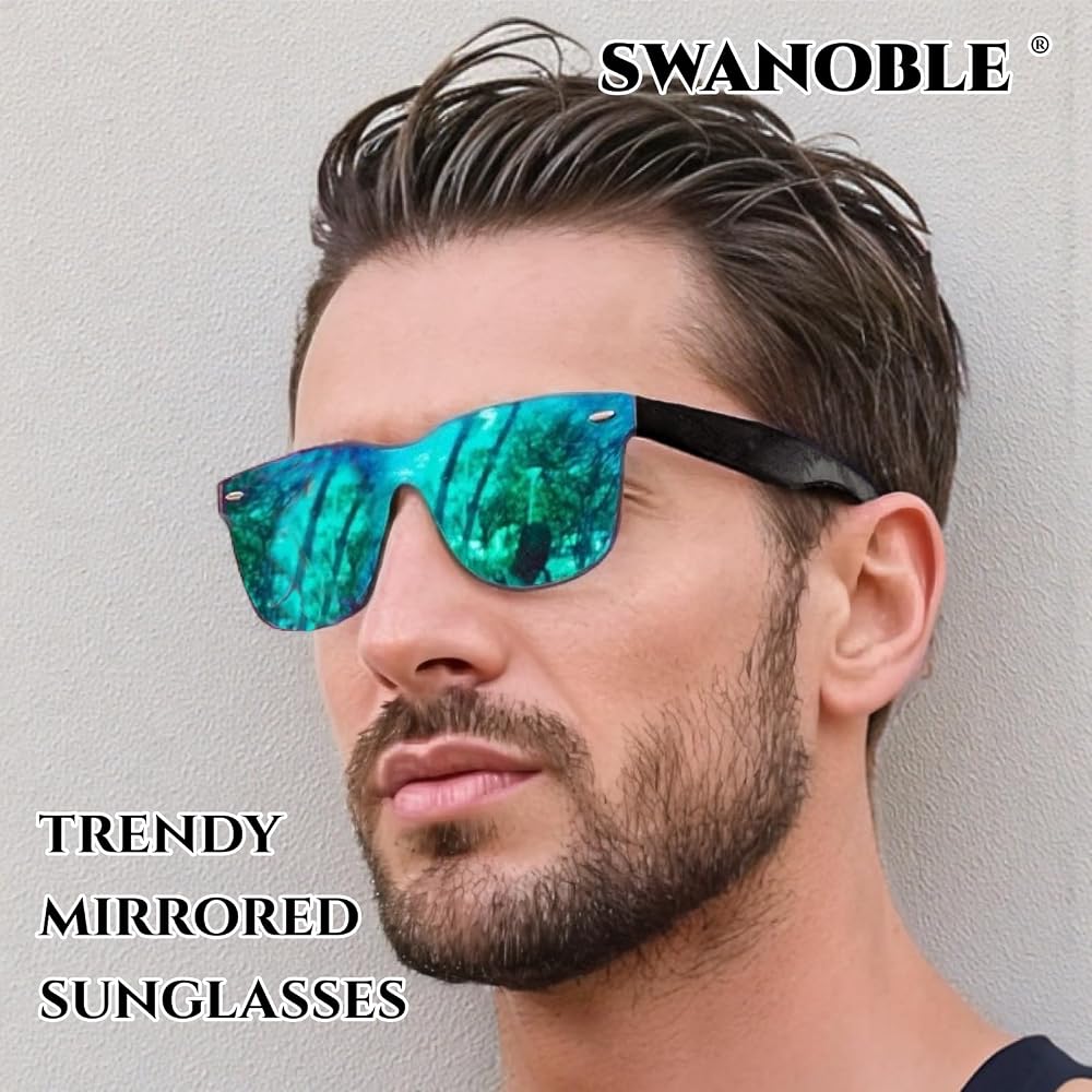 swanoble UV400 Rimless One-Piece Lens Reflective Sunglasses  display picture 1