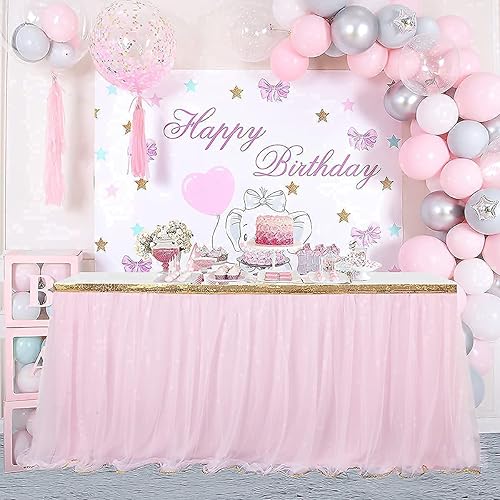 Miniatura 6 de Falda de mesa tutú amarilla para mesa rectangular de 6 pies, suministros de fiesta de belleza y bestia, baby shower, fiesta de cumpleaños para niña