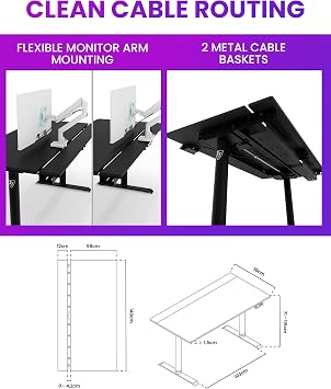 Arozzi Arena Nordico Electric Standing Desk Black