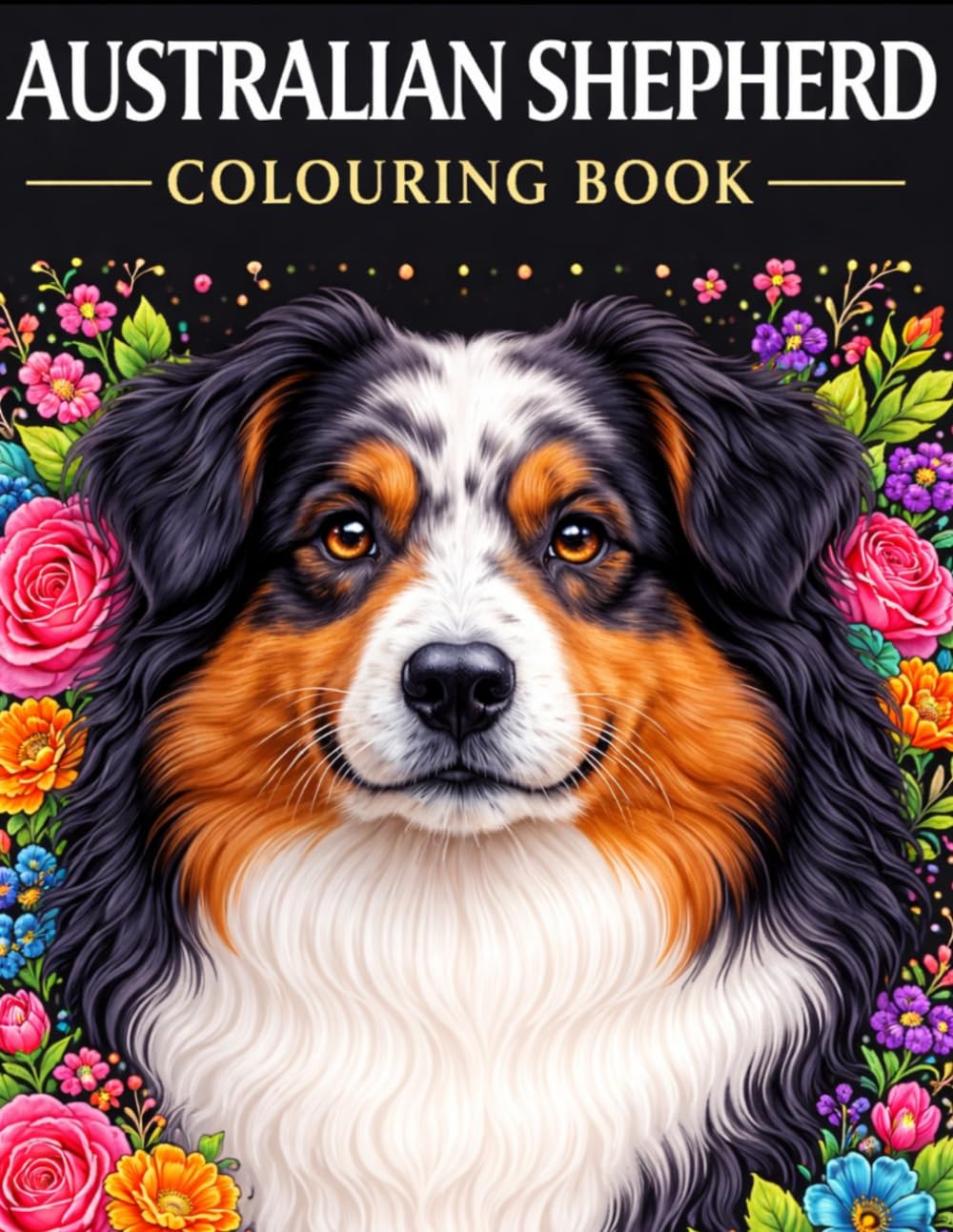 Australian Shepherd Colouring Book: 50 Aussie Dog Adult and Puppy Colouring Pages (Dog Breed Colouring Books)