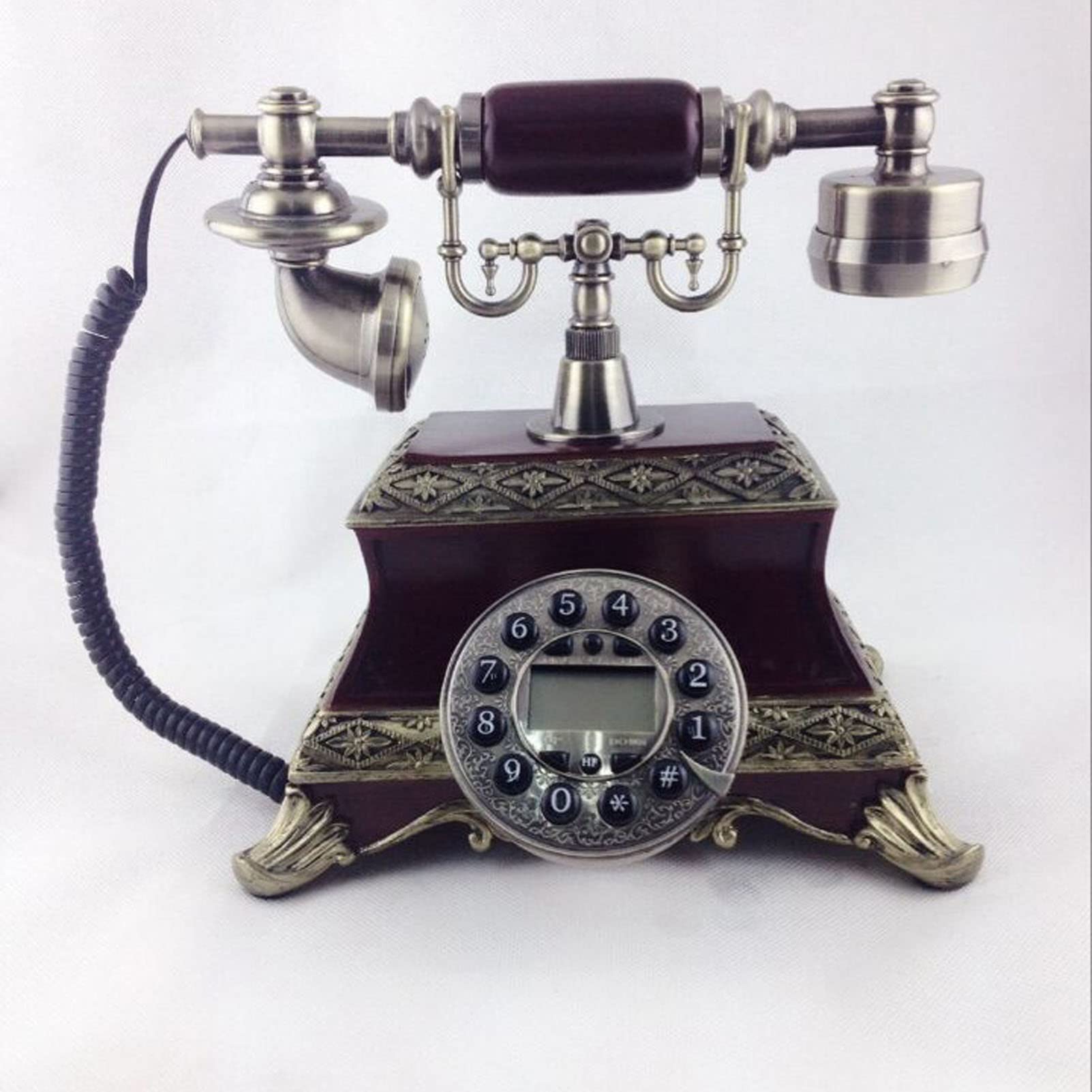 Telefon Styl europejski Dekoracja Sypialnia Dom Retro Telefon Dekoracyjny Telefon Stacjonarny Replika Antyczny Telefon Retro Dom Telefon Domowy Telefon Dekoracyjny(Bruin)