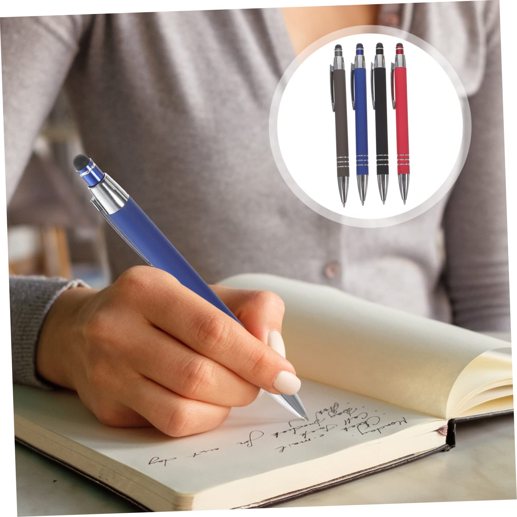 DOITOOL 16 Pezzi Penne Metalliche Retrattili Design Ergonomico Antiscivolo Penne Ufficio e Casa per Adulti Colori Nero Grigio e Blu Scuro