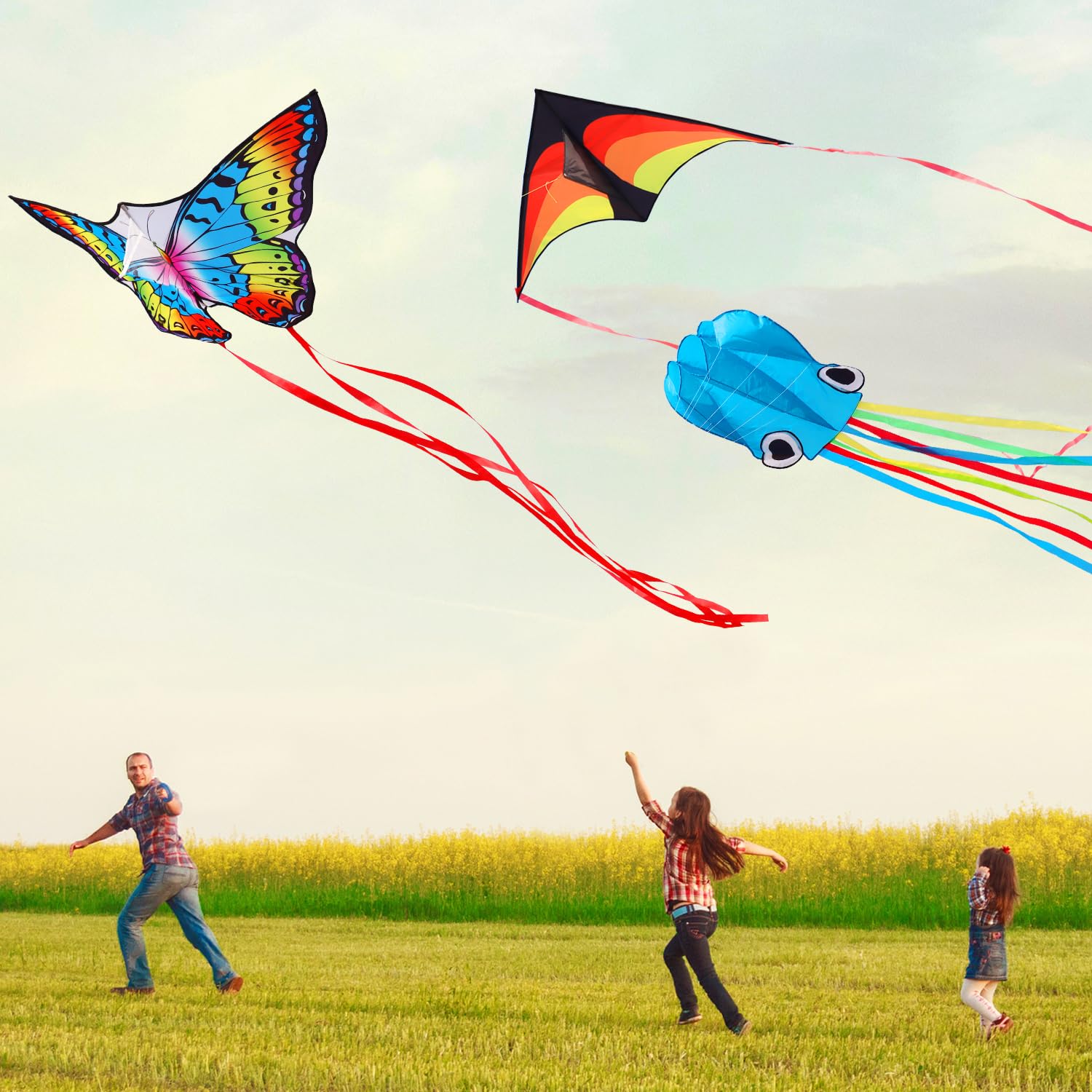 Trwałe latawce plażowe Delta Butterfly Octopus dla dorosłych i dzieci, łatwe latawce dla dzieci w wieku 8-12 lat, kolorowy aerodynamiczny design, lekkie i nieplączące się do aktywności na