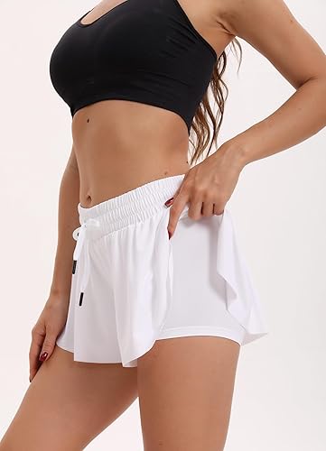 Miniatura 9 de Yknktstc 3 Pack Womens 2 in 1 Flowy Running Shorts with Pockets Gym Yoga Athletic Workout Biker Spandex Lounge Sweat Skirt