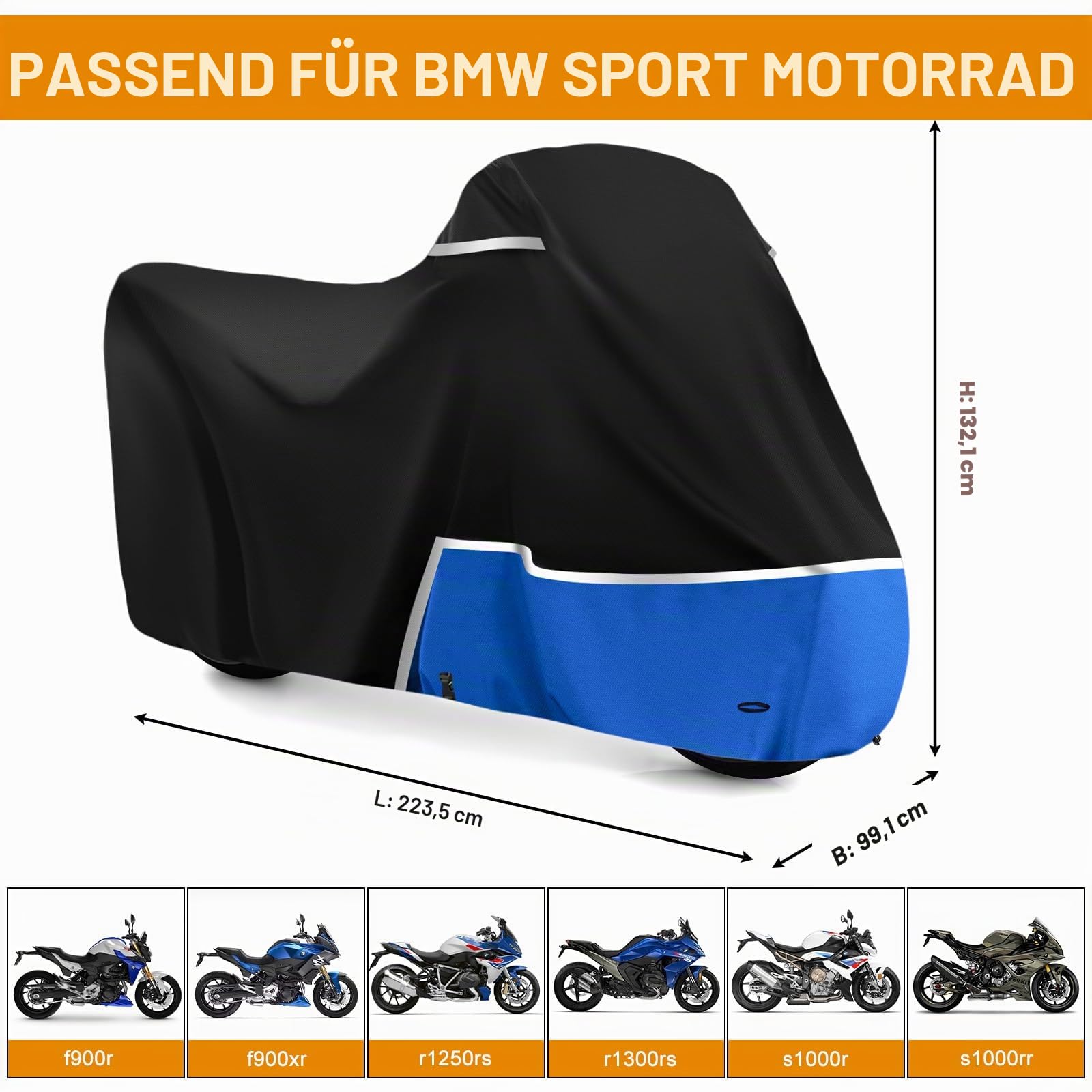 Motorradabdeckung Outdoor für BMW s1000r s1000rr f900r (ohne Kofferraum) | 420D Oxford-Stoff Wasserdicht Motorrad Abdeckplane Abdeckung Wetterfest Motorrad Abdeckung Plane