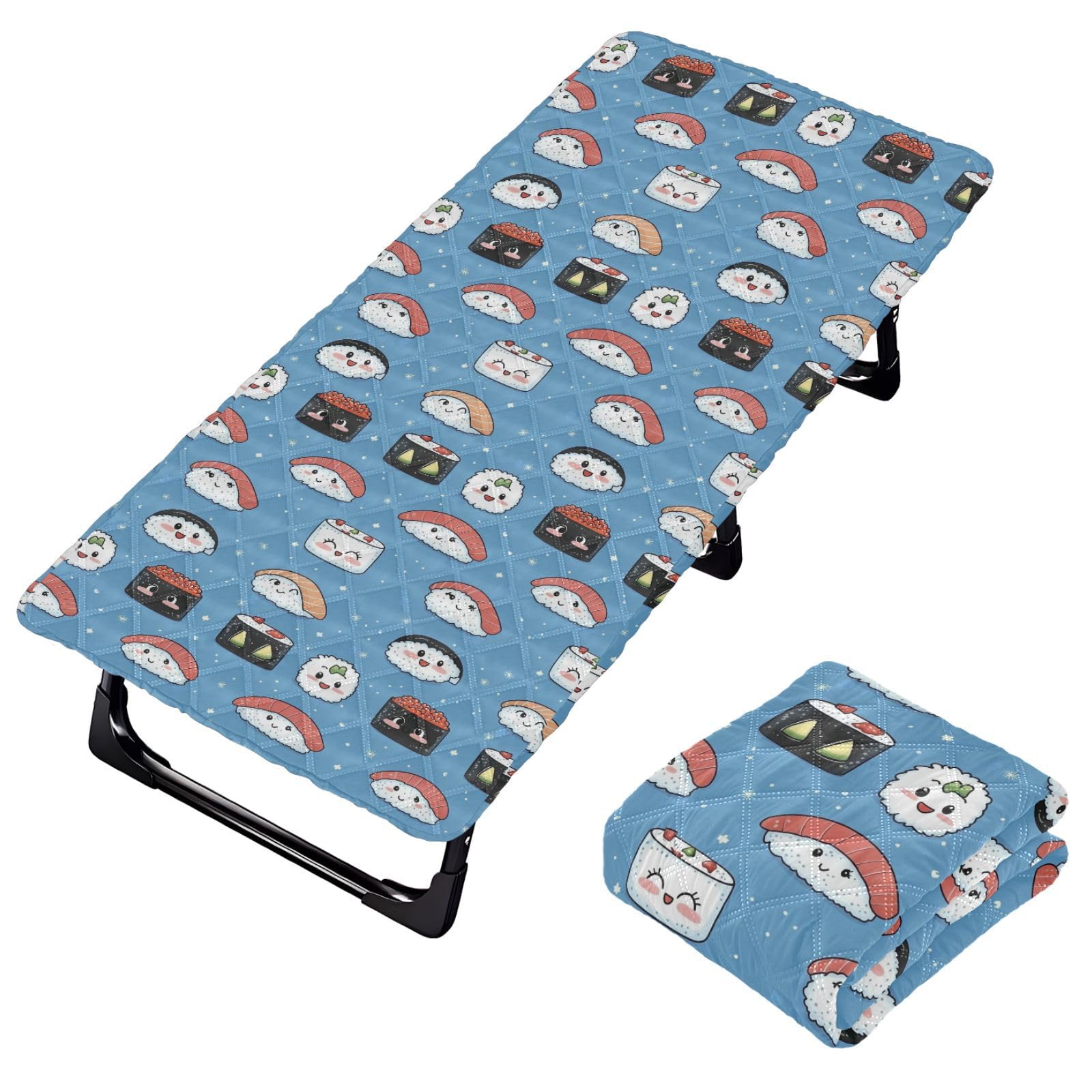 Sushi Japanese Style Simple Cartoon Toddler Portable Bed Sheet Waterproof Cot Sheet for Crib Bedding Set for Small Spaces Travel Mattress 50'' x 25'' (Sheet,Bed Not Included)
