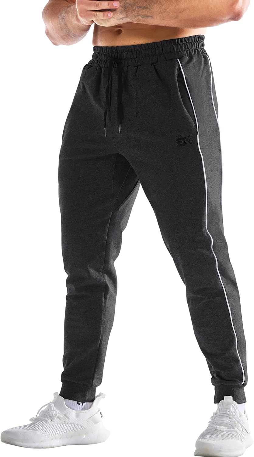 BROKIG Men's Stripe Gym Joggers Pants, Causal Slim fit Tapered Workout Sweatpants with Zipper Pocket - Image 7