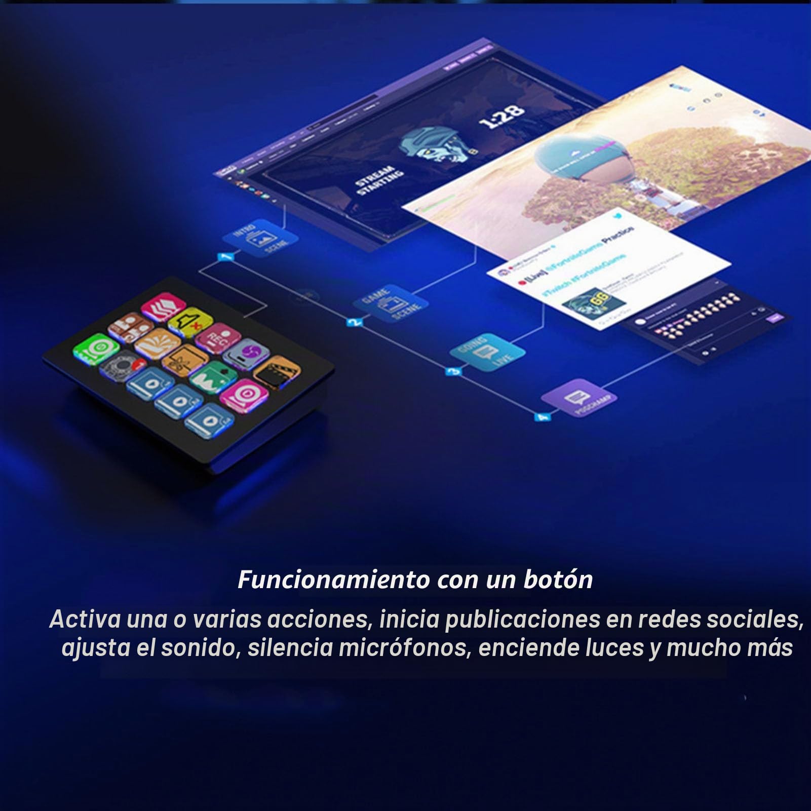 Controlador de Estudio con 15 Teclas LCD Personalizables para Stream Deck, 15 Teclas Macro, Acción de Disparo en Software de Aplicación, para Mac y PC