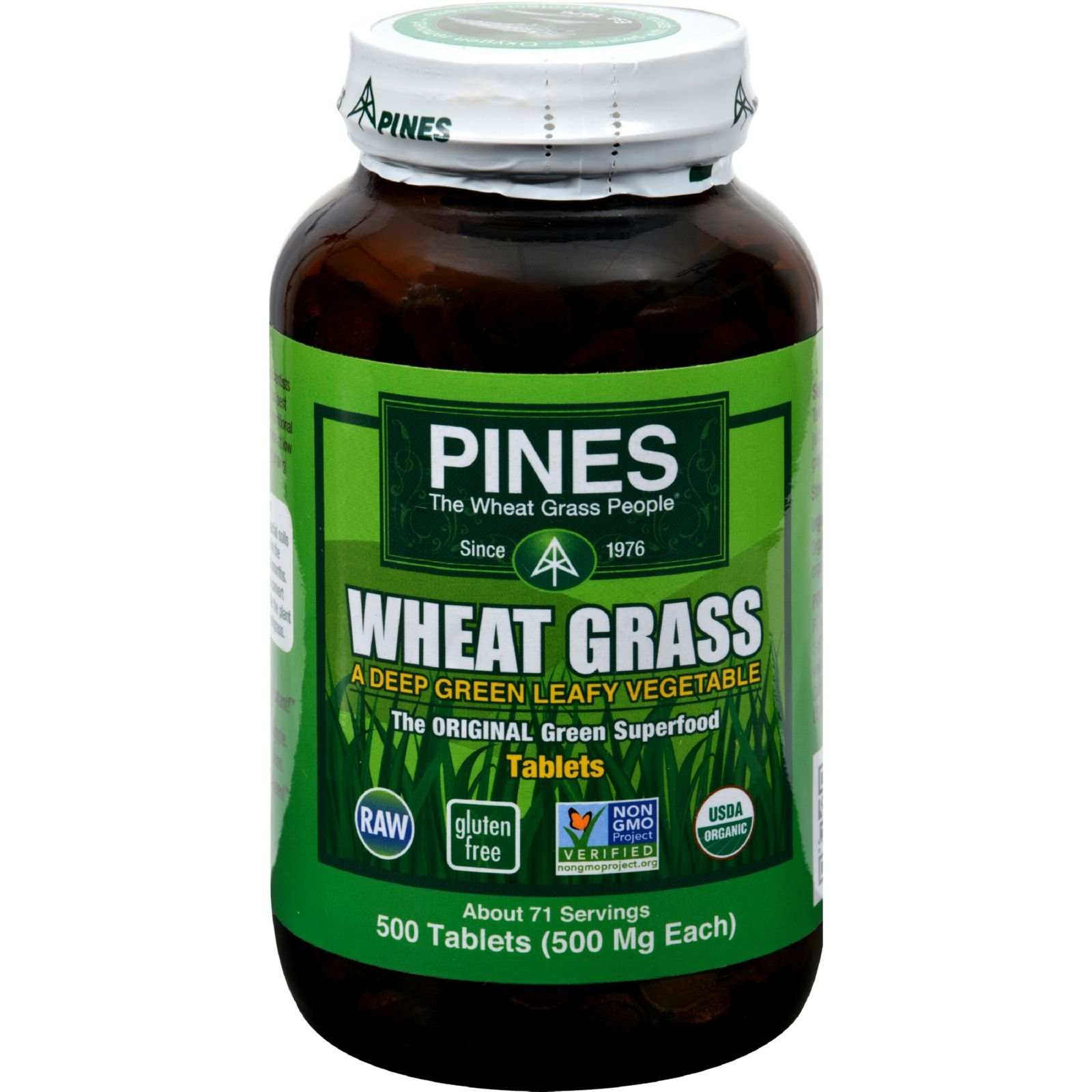 Pines Organic Wheat Grass, 500 Count Tablets