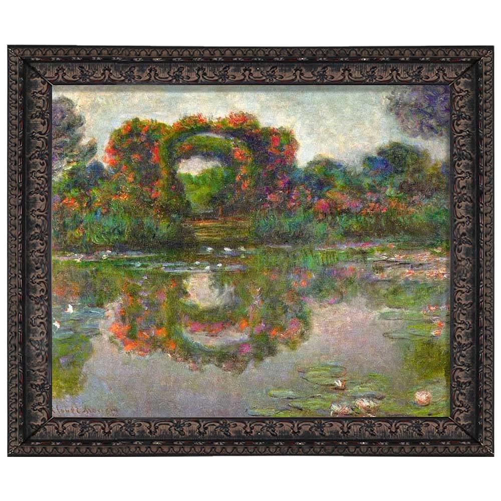 アメリカ 油彩画 庭園風景画 ゴールドフレーム額装 Amazon.co.jp: 50x55cm(20x22inch)ジヴェルニーの薔薇の花のアーチ
