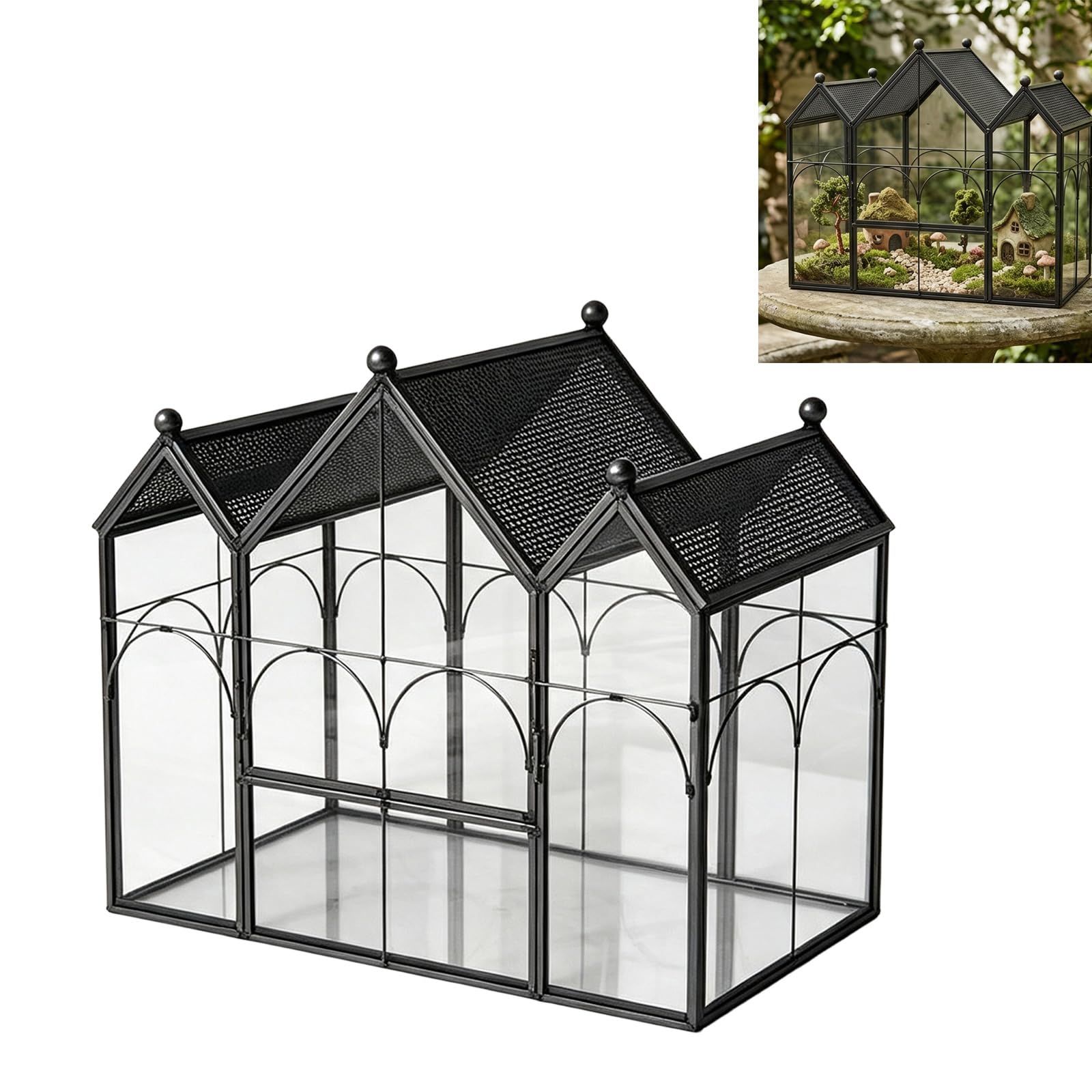 Contenitore per esposizione per terrario, Gold Double Roof