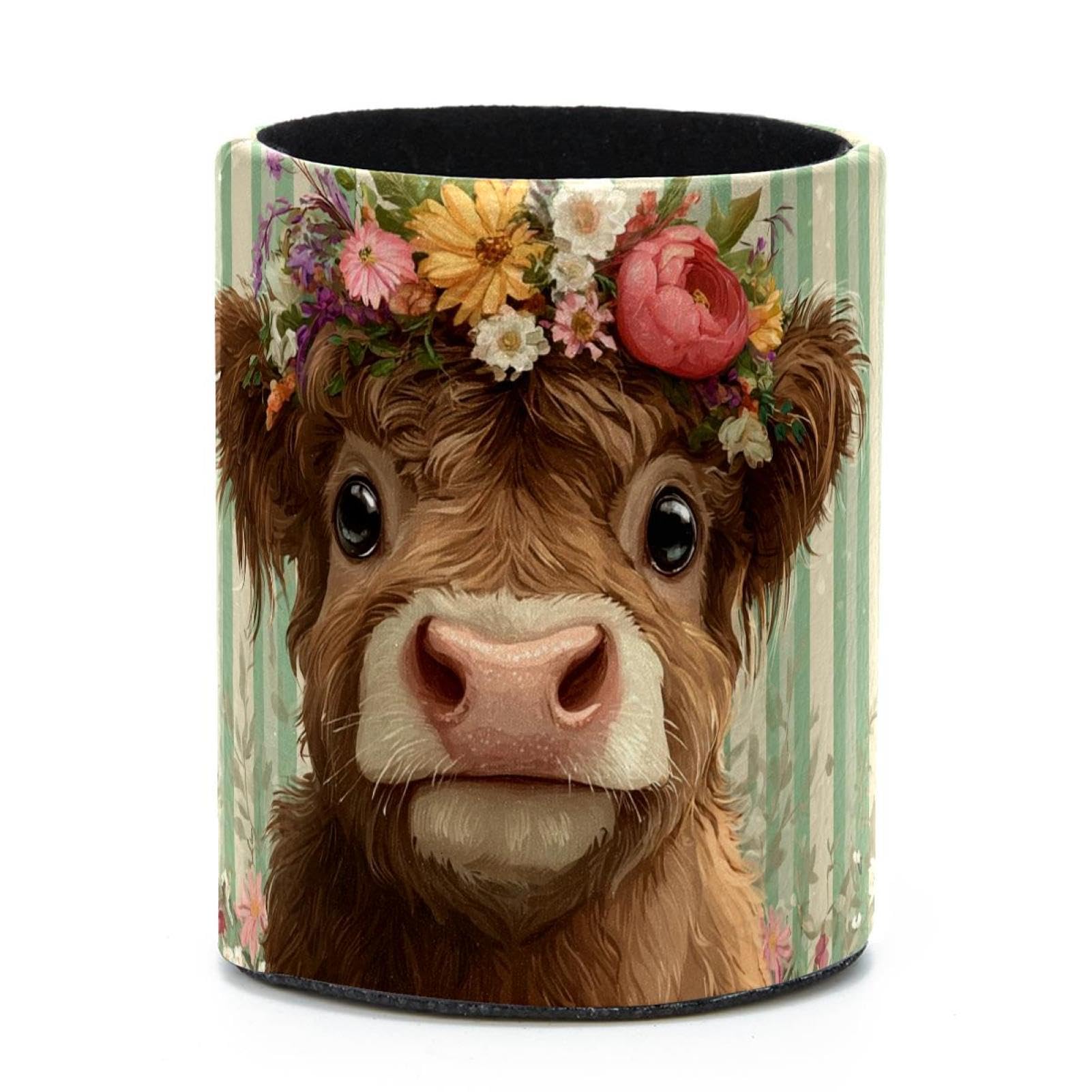 VAPOKF Round Pencil Holders for Desk, Highland Cow Pen Holders Pen Pot Makeup Brushes Storage Desktop Stationery Supplies Organiser for Home Office