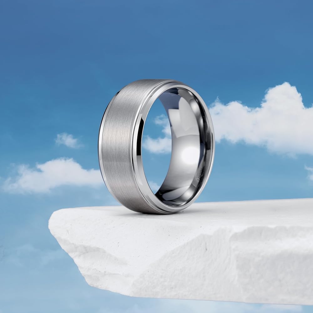 Sabrina Silver Anillo De Boda De Carburo De Tungsteno De 0