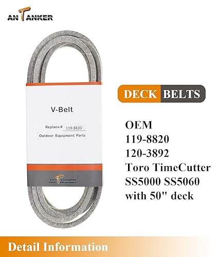 Miniatura 4 de Antanker Deck V-Belt 119-8820 reemplaza a Toro 119-8820 120-3892 TimeCutter SS 5000 5060 ZS SW Kevlar Belt