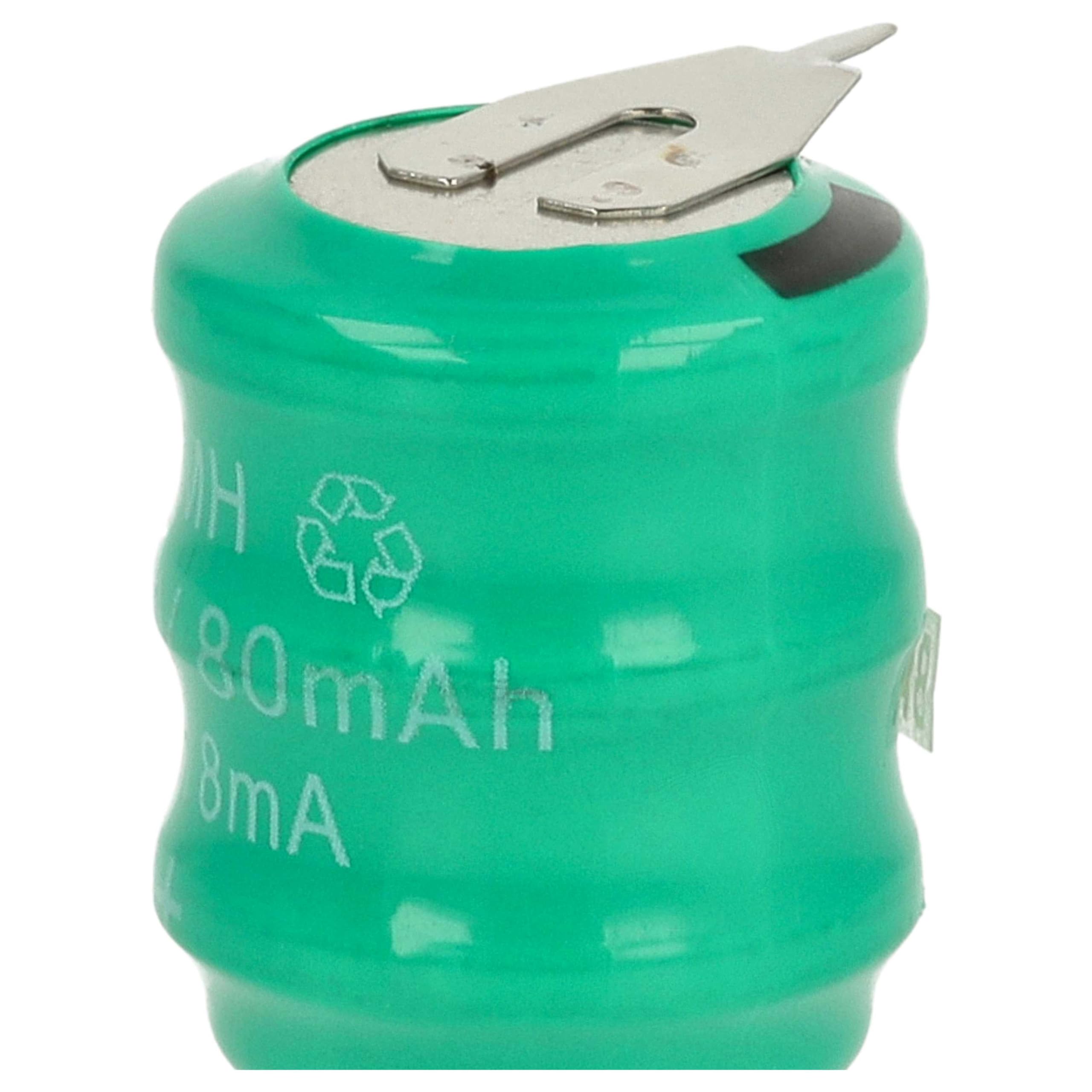 vhbw 5x NiMH Batteria a bottone di ricambio 2 pin tipo 3/V80H 80mAh 3,6V compatibile con batterie compatibile con modellismo, luci solari ecc.