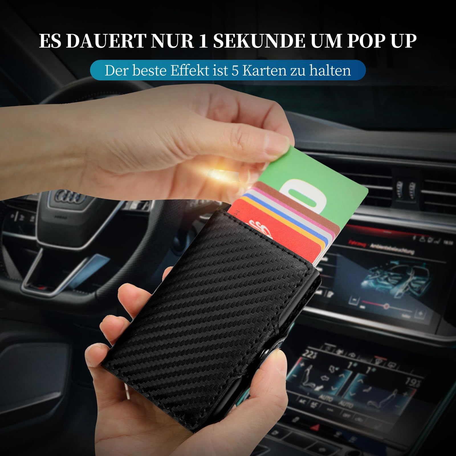 AISIR Porta Carte di Credito Portafoglio Uomo,Portafoglio da uomo,di Protezione RFID,Mini Portafoglio da uomo con Scomparto per Banconote e Scomparto per Monete （nero di carbonio） 2024 Nuovo
