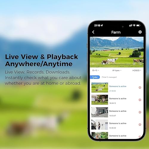 Miniatura 9 de Hiseeu Cámara de seguridad celular 4G LTE alimentada por energía solar, sin cámaras de seguridad WiFi inalámbricas para exteriores, movimiento PIR,