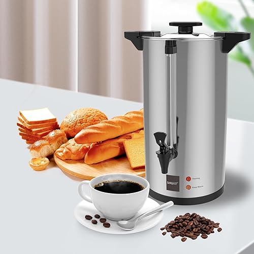 Miniatura 3 de Valgus Cafetera de acero inoxidable de grado comercial, 80 tazas de 12 L, con control automático de temperatura, urna de agua caliente para fiestas,