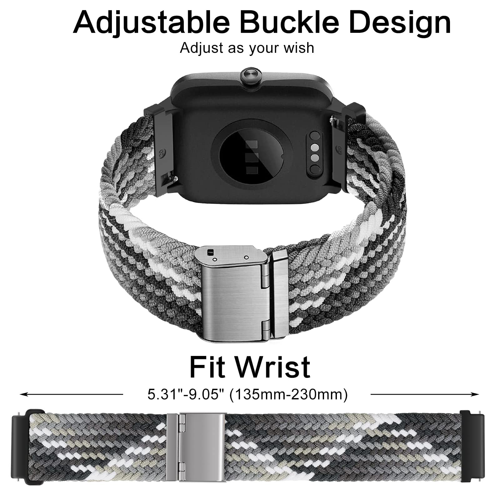 Cinturino per Amazfit Active, 20mm Sport Nylon Ricambio Elastica Cinturini per Amazfit GTS, GTS 4 Mini, GTS 4, GTS 3, GTS 2, GTS 2 Mini, GTR Mini, Amazfit Bip, Bip U, Bip U Pro, Bip 3, Bip 3 Pro