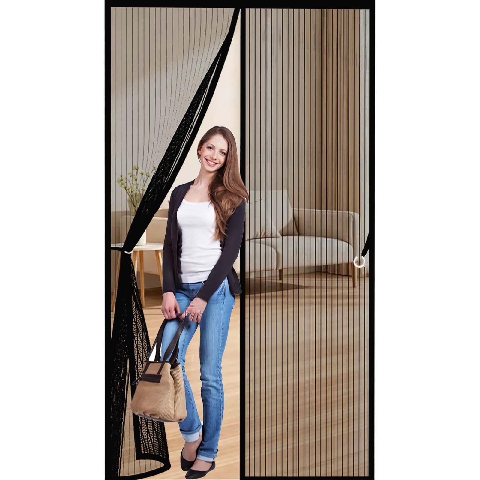 Feijdon Black Fly Nets 127 X 204 Cm Durable, Keeps Bugs Out, Kid And Pet Friendly Screen Doors With Magnets Lets Fresh Air In, Hundreds Of Sizes,