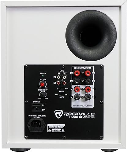 Miniatura 4 de Rockville Rock Shaker - Subwoofer alimentado de 8 pulgadas y 400 W, graves profundos, amplificador clase D, entradas RCA, carcasa de MDF, acabado