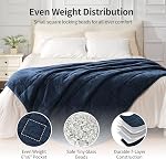 BUZIO Weighted Blankets for Adults Queen Size 15lbs, Fleece Sherpa Heavy Blankets with Soft Fannel for Double Bed Sofa, Plush Washable Throw Blanket for Sleeping, 60x80 inches, Navy Blue