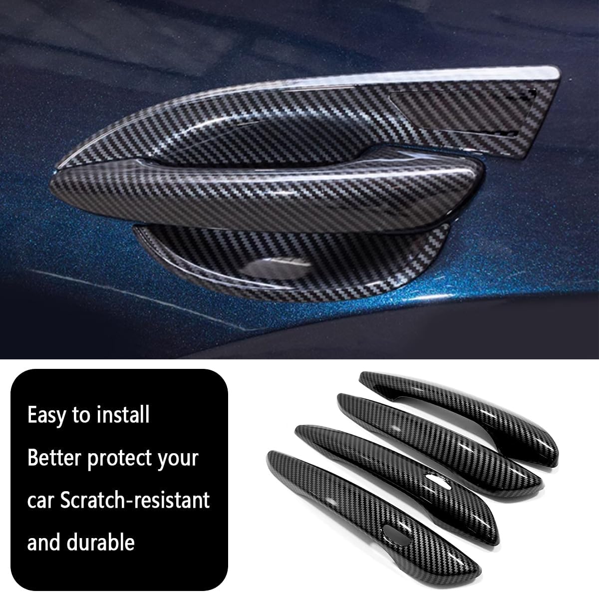Car Accessories Fit for Mazda CX-30 CX30 2020-2024 2025 2026 Exterior Side Door Handles Cup Cover Trime (Carbon Fiber Style) 4PCS ABS