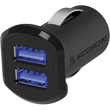 SCOSCHE USBC242M Revolt Universal Multi Device Compact Dual Port USB Car Charger, Black