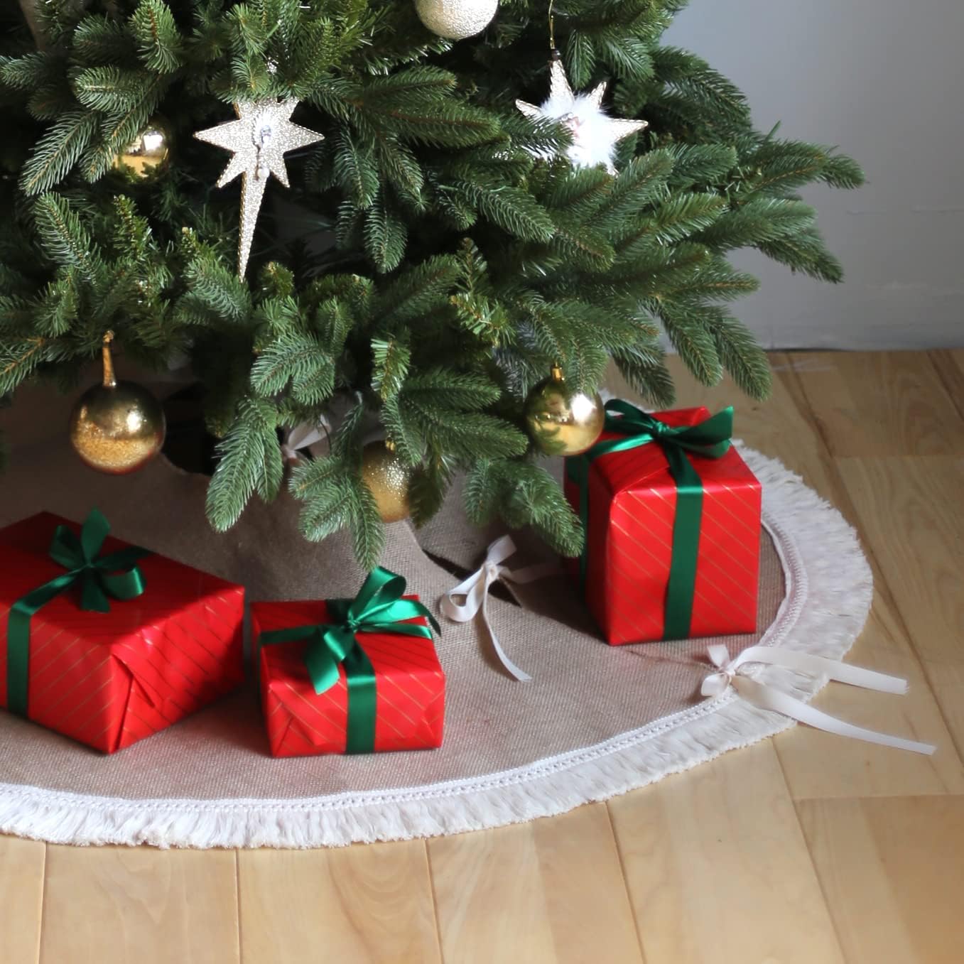 Your Magic Moment Christmas Tree Skirt 36', Burlap Tree Decorations, Tree Collar BOH Decor
