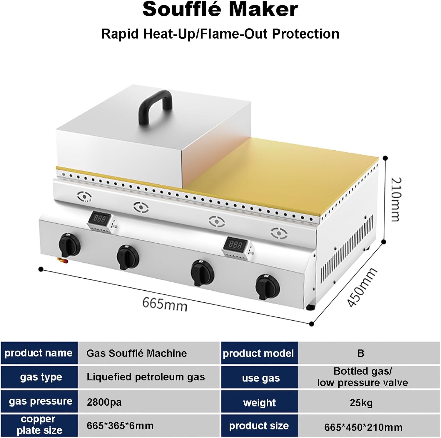 Commercial Gas Griddle for Pancakes, Souffles, Dorayaki & Muffins - Copper Heating Plate for Home Kitchen, Restaurant and Bakery Use