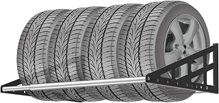 Foozet Heavy Duty Tire Rack Wall Mount - Adjustable 31-56" Telescopic Garage Storage for 4 Tires, 400lb Capacity