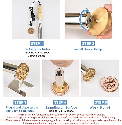 Miniatura 2 de KAINSY Hierro de Marcar Eléctrico Personalizado para Madera - Hierro de Marcar Madera Personalizado Sellos de Letras para Quemar Madera - Convierte