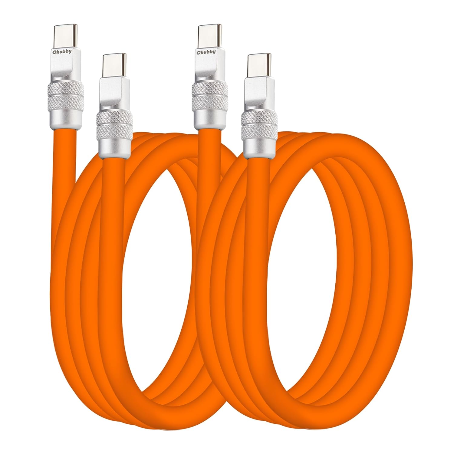 chubbycable USB C Cables 2 Pack [3.3ft + 6.6ft], 240W Fast Charging Cable Soft Silicone C to C Charger Cord Compatible with iPhone 17-15 Series, MacBook, Samsung, iPad, Orange, Type-C to Type-C