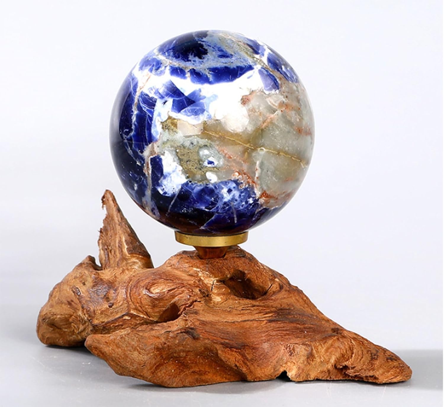 Crystal Ball Ornament with Wooden Stand for, Crystal Sphere Polished Gemstone Balls for Home Decoration,60~65mm