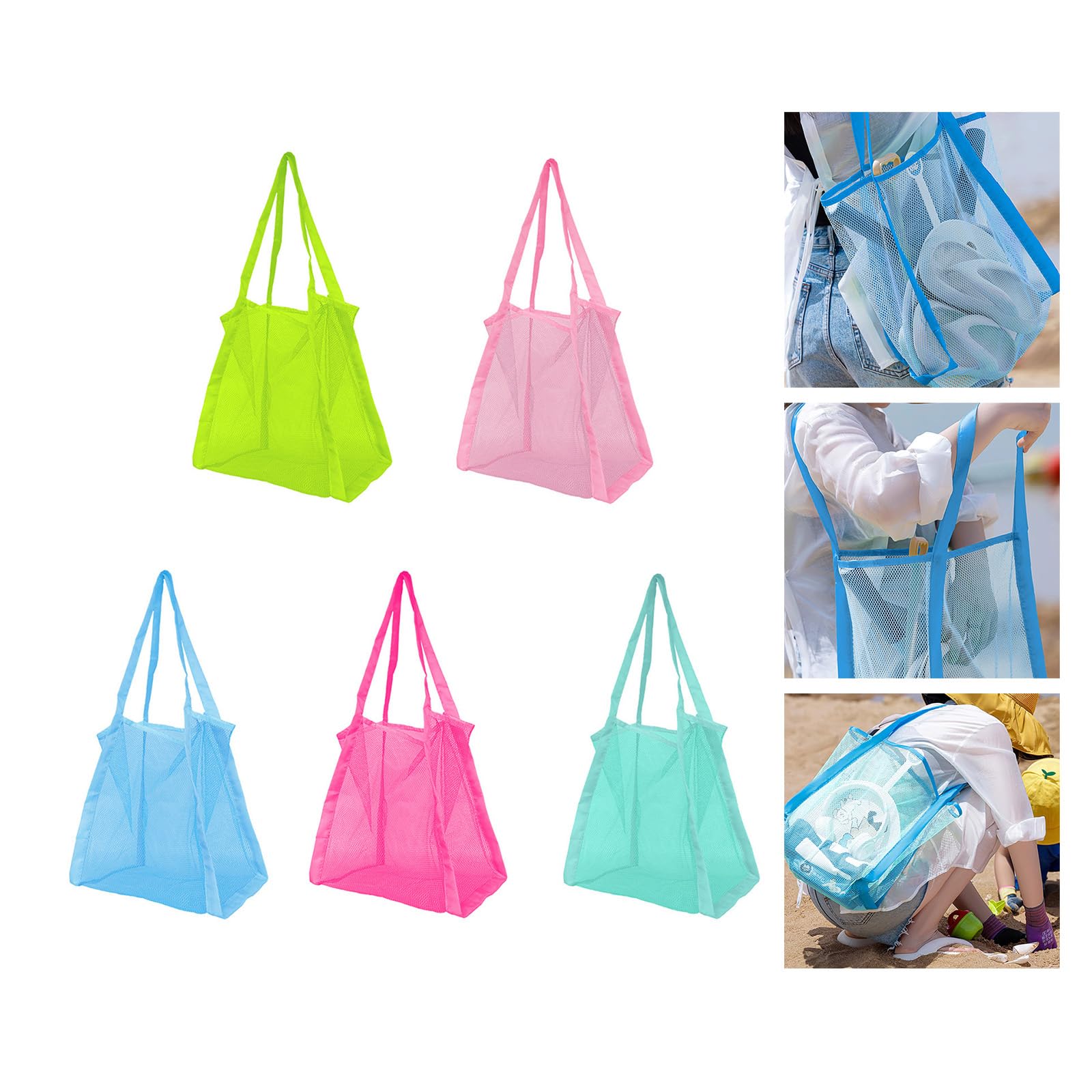 WEISUYUUS Beach Toy Storage Bag Waterproof Nylon Net Bag for Easy Organization and Quick Drying with Comfortable Shoulder Strap