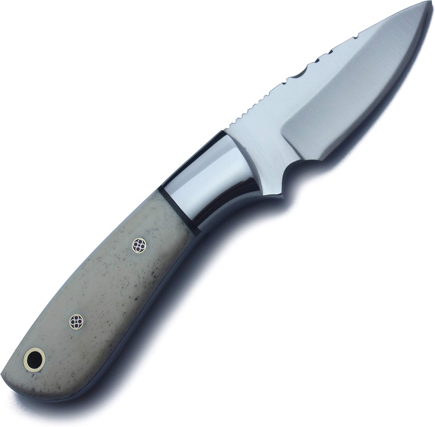 GCS Handmade Tactical Knife D2 Steel Full Tang Blade with Bone Handle & Buffalo Hide Leather Sheath Hunting, Survival, & EDC GCS 235B