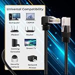 TNP Cat6 Câble Ethernet (angle droit vers le haut, 6FT) RJ45 90 Degré Connecteur réseau 500 MHz 10 Fil de prise plaqué or Gigabit LAN Cord pour PS4 Smart de la Xbox One de Fire Stick TV Jeu & Ordinateur, noir
