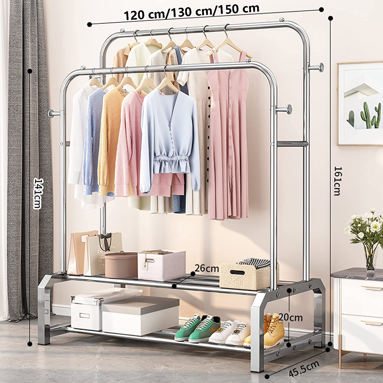Tringle à Vêtements LED Avec Capteur – Alliage Aluminium, Charge 50 Kg, Longueur 40-120 Cm, Batterie Lithium