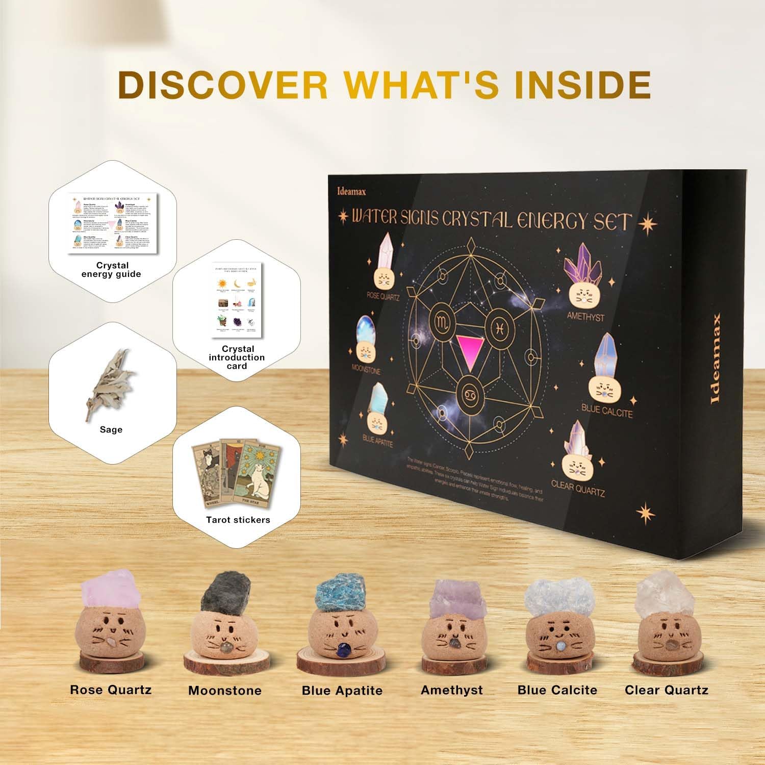 Healing Crystals Gift Set, Zodiac Signs Healing Crystals Stone with Horoscope Box Set, Cancer Scorpio Pisces Crystal Healing Stones Gifts image 2
