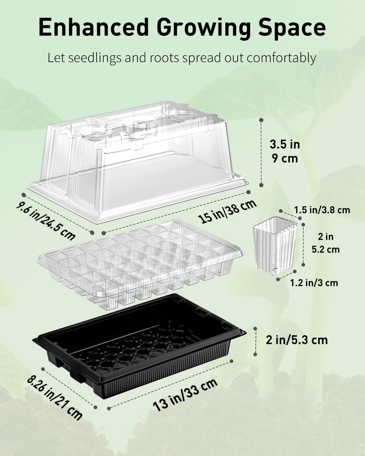 Pawfly Seed Starter Trays, 2 Pack 80 Cells Seed Starter Kit with Adjustable Grow Light Bars & 3.5" Humidity Domes, Seeding Tray with Lids, Reusable Plant Germination Trays for Seed Starting - Image 2