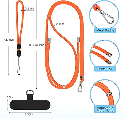 Miniatura 70 de takyu Cordón para teléfono celular, correa ajustable para el cuello y 2 correas de muñeca para teléfono con parches de sujeción para teléfono