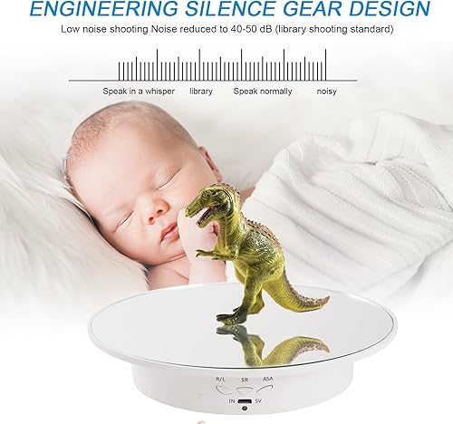 Miniatura 4 de Soporte de exhibición giratorio de 7.87 pulgadas, soporte de exhibición giratorio motorizado, plataforma giratoria de carga de 22 libras con