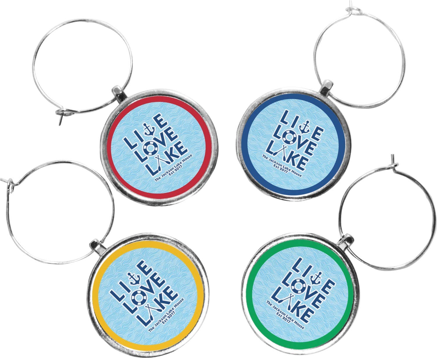 YouCustomizeIt Personalized Live Love Lake Wine Charms (Set of 4)
